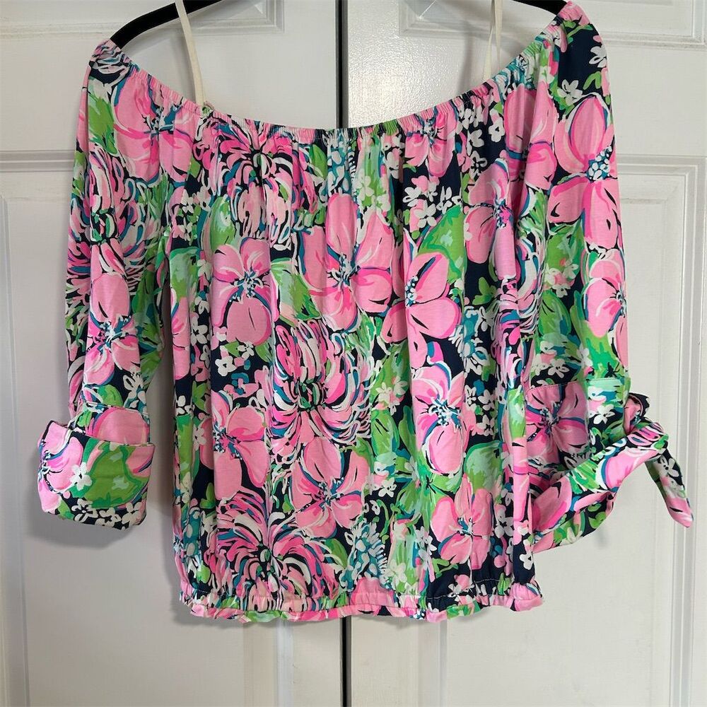 Lilly Pulitzer Women's Off Shoulder Floral Blouse Size S Multicolor